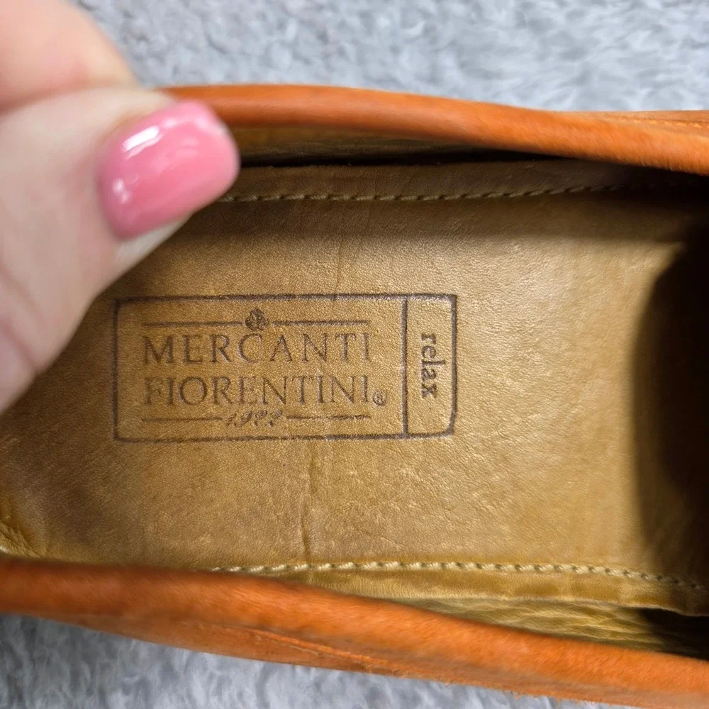 Mercanti Fiorentini Relax Penny Loafer Orange Leather Driving Mocs Mens 10M Fair